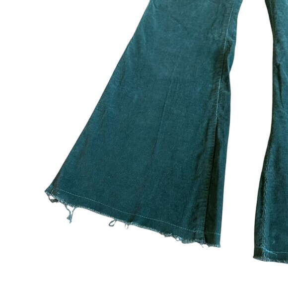 Free People We The Free Jayde Green Corduroy Pants Flare Leg High Waist Size 31 - Picture 5 of 13